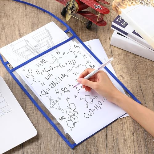 Geyee 50 Pack Job Ticket Holders Work Order Pockets for 9 x 12 Inch Hanging Sleeve Plastic Shop Ticket Holders with Strap, Both Sides Clear(Blue) - Image 4