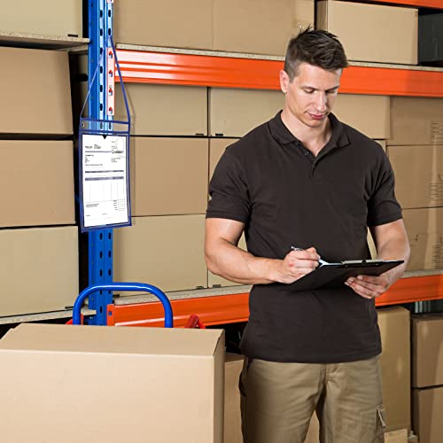 Geyee 50 Pack Job Ticket Holders Work Order Pockets for 9 x 12 Inch Hanging Sleeve Plastic Shop Ticket Holders with Strap, Both Sides Clear(Blue) - Image 5