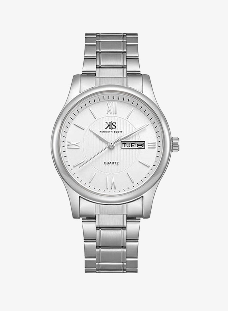 KENNETH SCOTT Men's Analog Display Watch With Silver Stainless Steel Strap - K23029-SBSW - Image 1