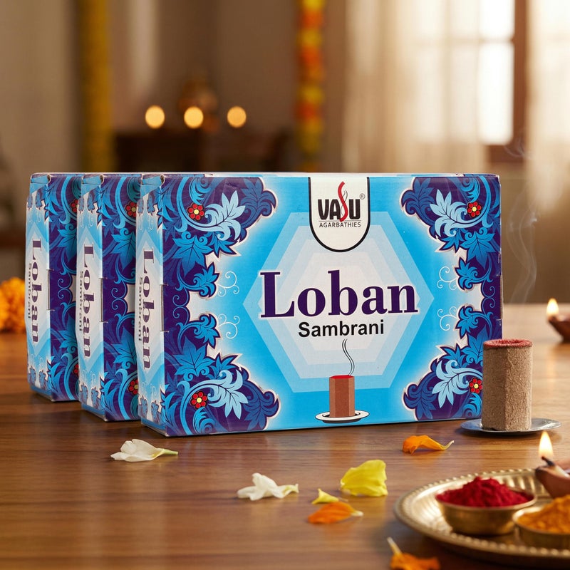 Cycle Pure Vasu Loban Sambrani Dhoop for Pooja (210 pcs) | Dhoop batti Guggal for Puja, Home & Festivals | Loban Dhoop Original with Burner | Pack of 3 (70 Dhoop/Pack + 1 Burner Plate/Pack) - Image 5