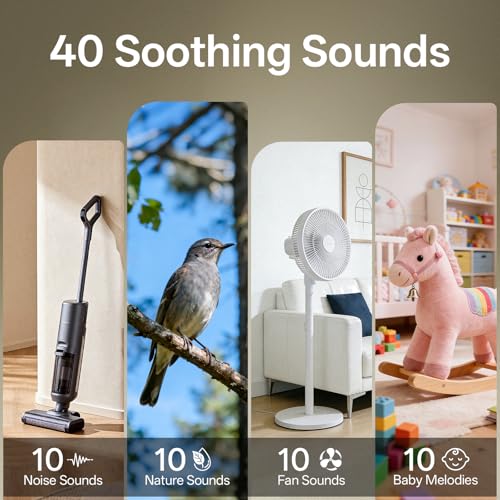 Hotmoon Sound Machine for Sleep Cocoon 2 White Noise Sound Machine with 40 Relaxing Sounds DualSpeaker Timer 8 Night Light Pink Brown Green Noise for Sleeping Adults Office Privacy Plugin - Image 3