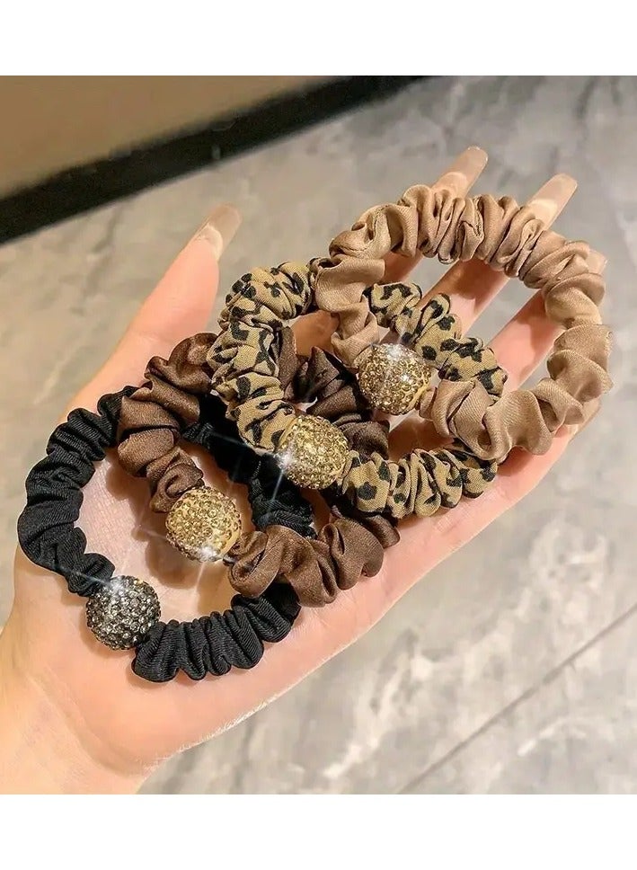 Ucanbe 4pcs Elegant Hair Ties Rhinestone Decorative Hair Ropes Women Girls Daily Outdoor Wear Hair Accessories  - Image 5