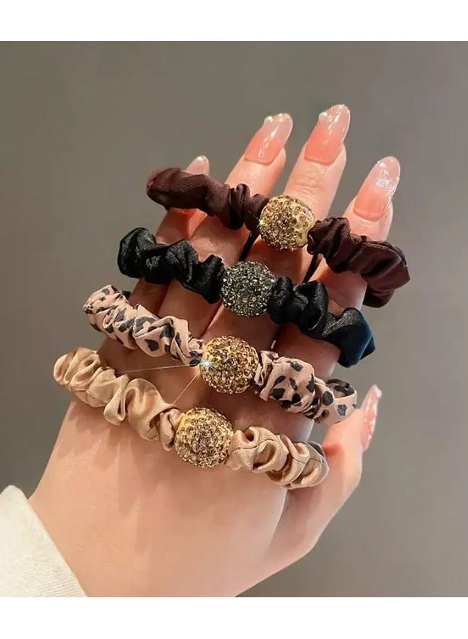 Ucanbe 4pcs Elegant Hair Ties Rhinestone Decorative Hair Ropes Women Girls Daily Outdoor Wear Hair Accessories  - Image 1