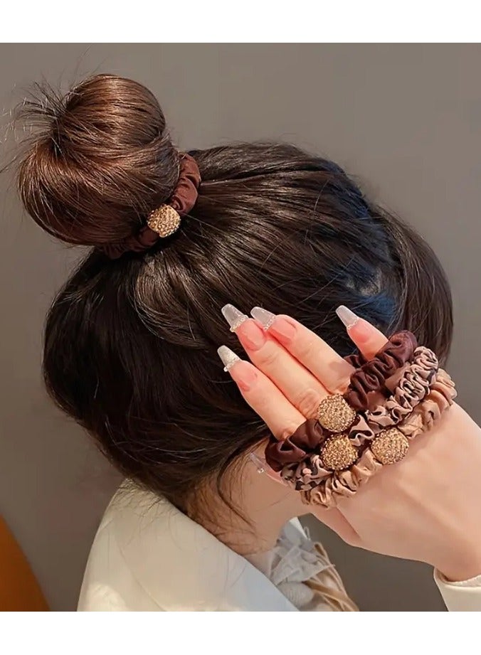 Ucanbe 4pcs Elegant Hair Ties Rhinestone Decorative Hair Ropes Women Girls Daily Outdoor Wear Hair Accessories  - Image 3