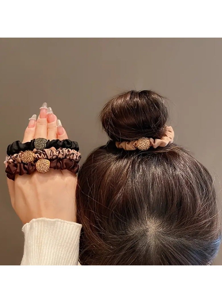 Ucanbe 4pcs Elegant Hair Ties Rhinestone Decorative Hair Ropes Women Girls Daily Outdoor Wear Hair Accessories  - Image 4