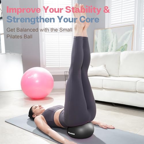 kisnbld Small Exercise Ball 9 Inch Mini Pilates Ball Anti Burst and Slip Resistant Mini Yoga Ball for Stability Fitness Physical Therapy Stretching Core Strength Workout at Home Gym Office - Image 3