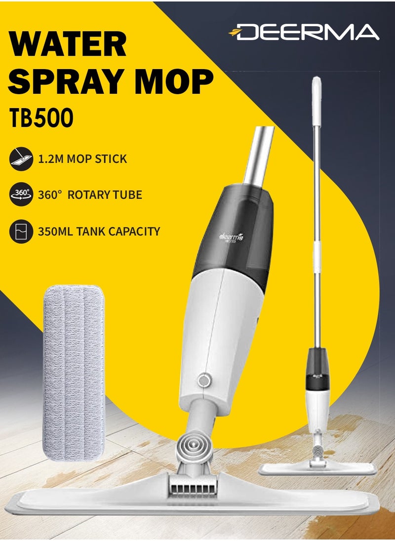 Deerma TB500 Water Spray Mop Carbon Fiber Dust Collector 360 Degree Rotating 350ml Tank Waxing Mop - White  - Image 1