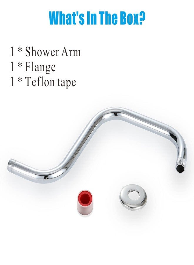 Voolan 13 Inch Shower Head Extension Arm with Flange, S Shaped Shower head Riser Pipe, Stainless Steel Long Goose Neck Curve Standard 1/2" Connection (Chrome) - Image 4
