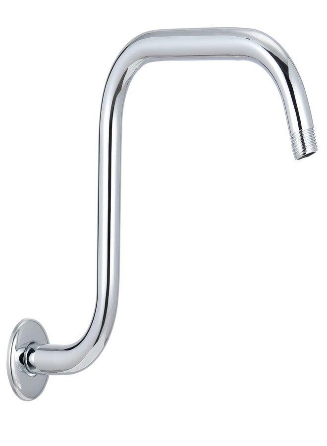Voolan 13 Inch Shower Head Extension Arm with Flange, S Shaped Shower head Riser Pipe, Stainless Steel Long Goose Neck Curve Standard 1/2" Connection (Chrome) - Image 1