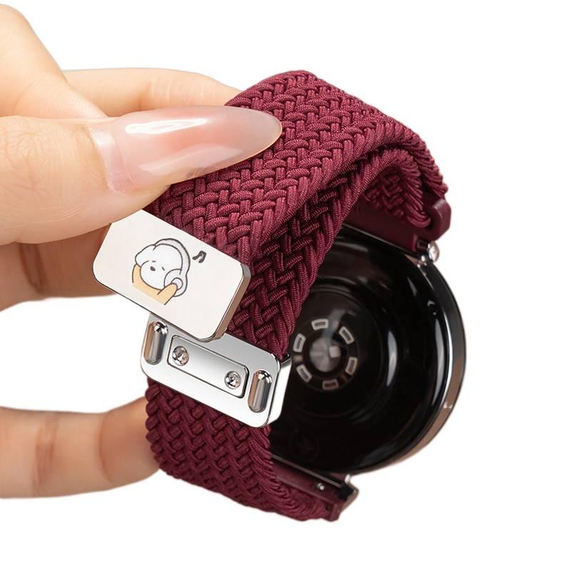 سوار ساعة ذكية باللون أحمر قابل للتعديل سوار نايلون حلقي متوافق مع Samsung Galaxy Watch 40/41/44/45/47mm بملاءمة قابلة للتعديل وحزام بديل - Image 1