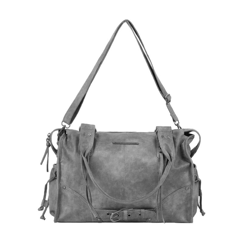 Fancyclub Korean Style Large Capacity Retro Tote Bag with Rivet Straps, Crossbody Shoulder Bag - Image 5