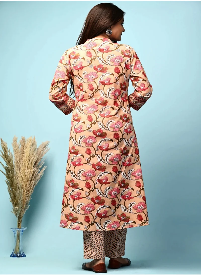 زيري سوق Poppy Peach Wrap Kurta Pant Set