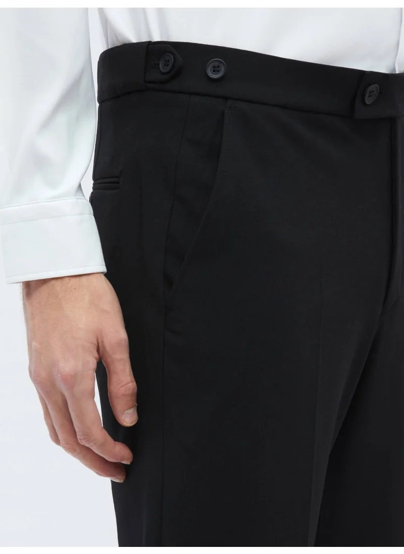 Kip Black Woven Regular Fit Casual Trousers