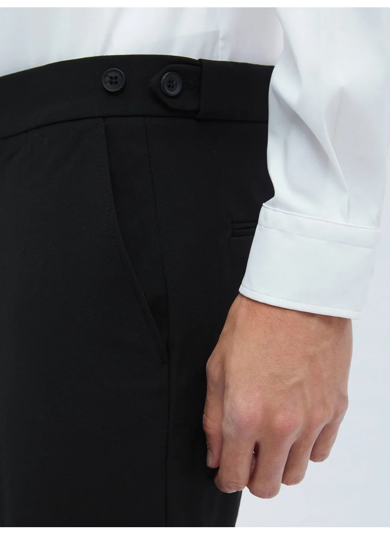 Kip Black Woven Regular Fit Casual Trousers