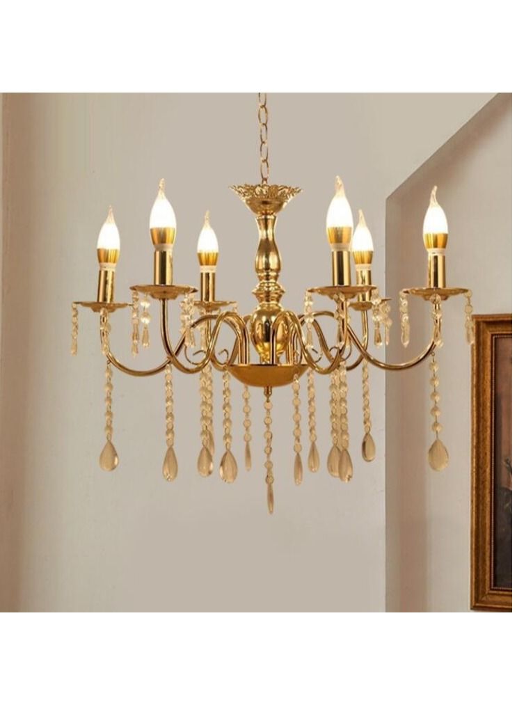 6 head Crystal Chandelier Pendant Lights Luxury Dining Room Decoration LED Vintage Ceiling Lamp - Image 1