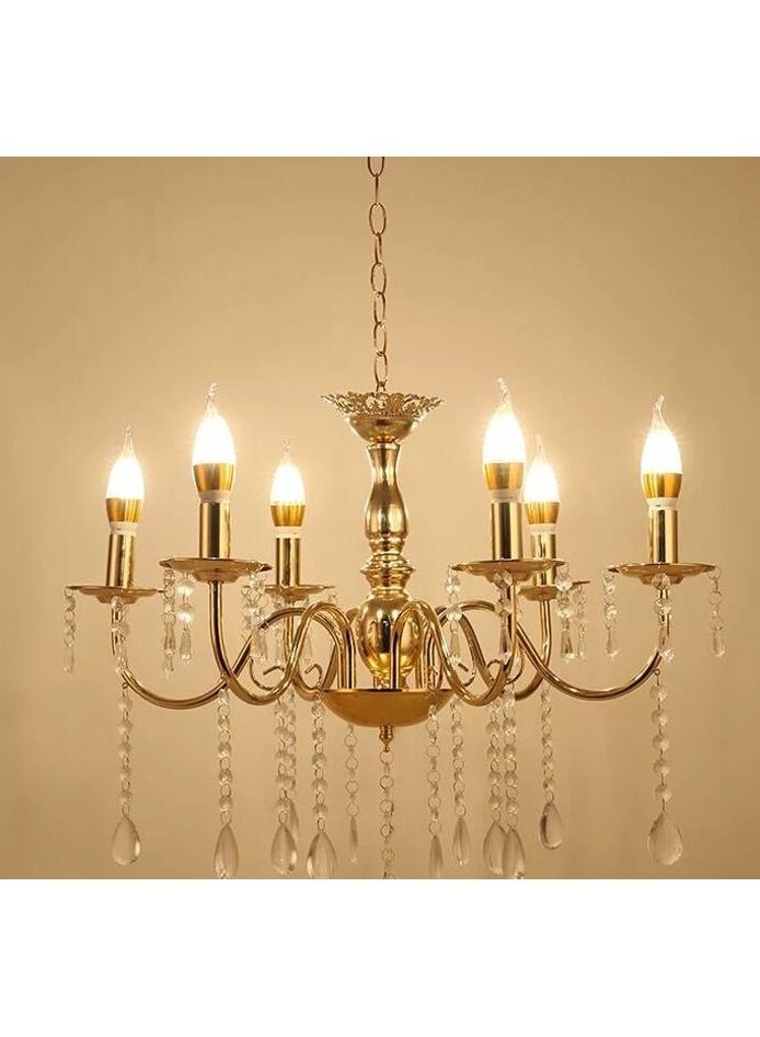 6 head Crystal Chandelier Pendant Lights Luxury Dining Room Decoration LED Vintage Ceiling Lamp - Image 2