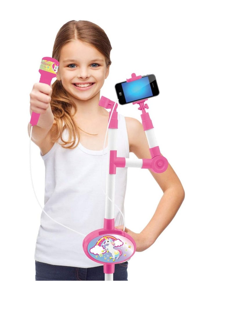 Lexibook - Unicorn Microphone With Speaker And Lighting Stand, Auxiliary Jack To Connect Music, Pink/White, S150Uni - Image 1