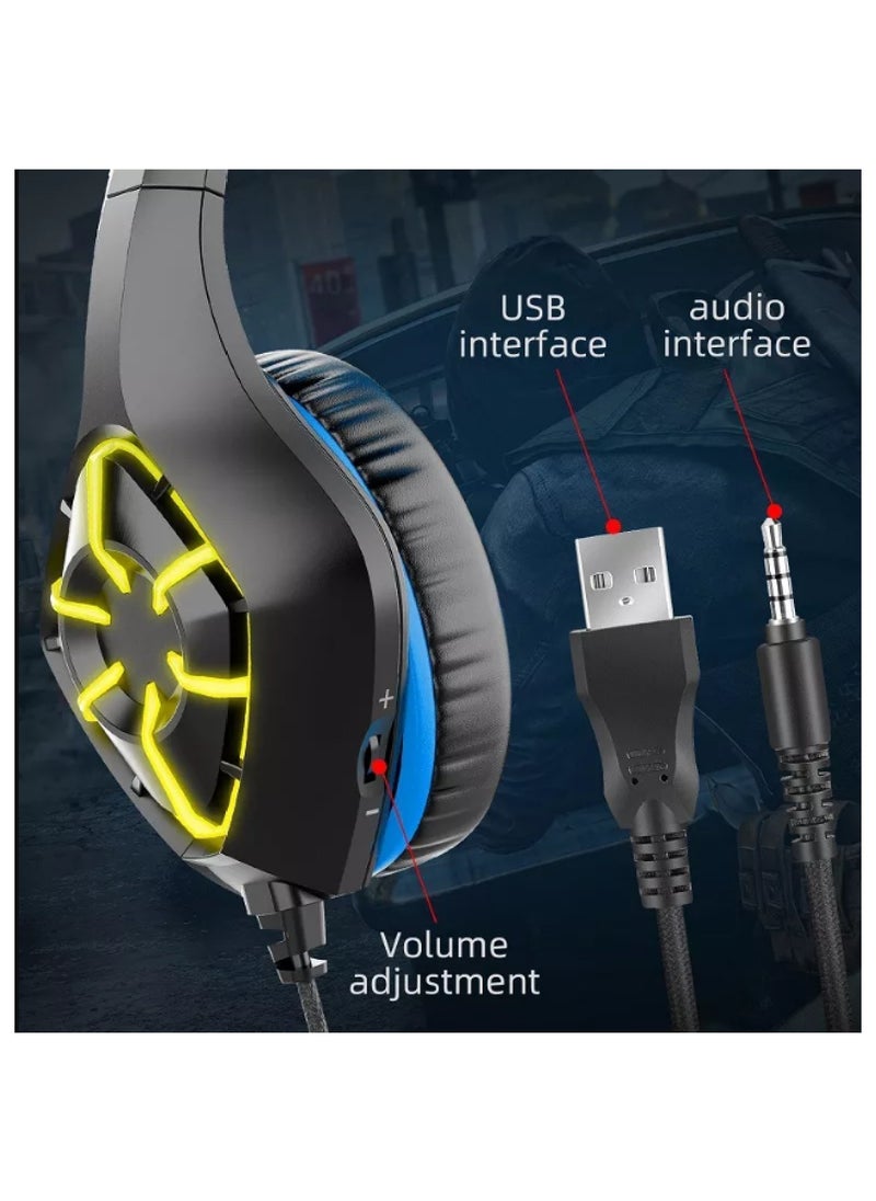 YONK - سماعة رأس سلكية للألعاب RGB فوق الأذن مع ميكروفون لجهاز PS4 وPS5 وXOne وXSeries وNswitch والكمبيوتر الشخصي - Image 1