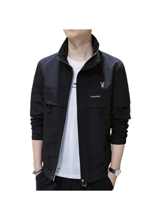 PLAYBOY Men'S Jacket Men'S Autumn Men'S Casual Trend Loose Workwear Assault Jacket Black Xl - Image 2