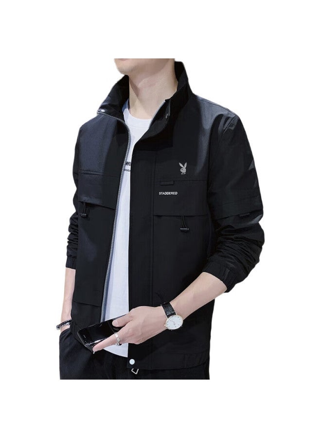 PLAYBOY Men'S Jacket Men'S Autumn Men'S Casual Trend Loose Workwear Assault Jacket Black Xl - Image 1