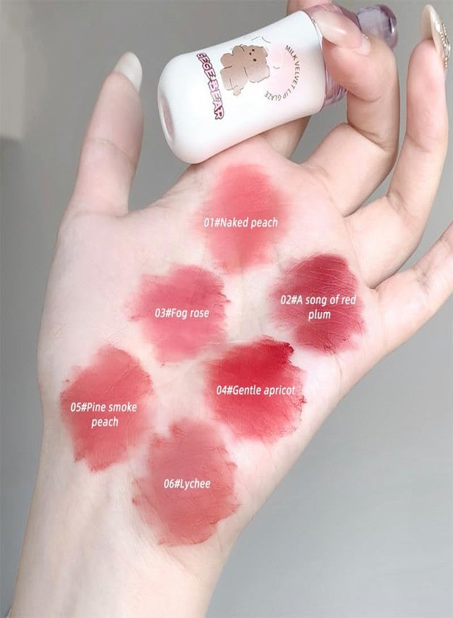 Gege Bear Milk Velvet Lip Glaze | Hydrating Lip Gloss with Milk Infusion | Smooth Matte Finish | Moisturizing Lip Tint for Soft, Plump Lips | 6 Shades for Every Occasion | Lightweight & Non-Sticky Formula (02# A Song of Red Plum, 2.5g) - Image 2