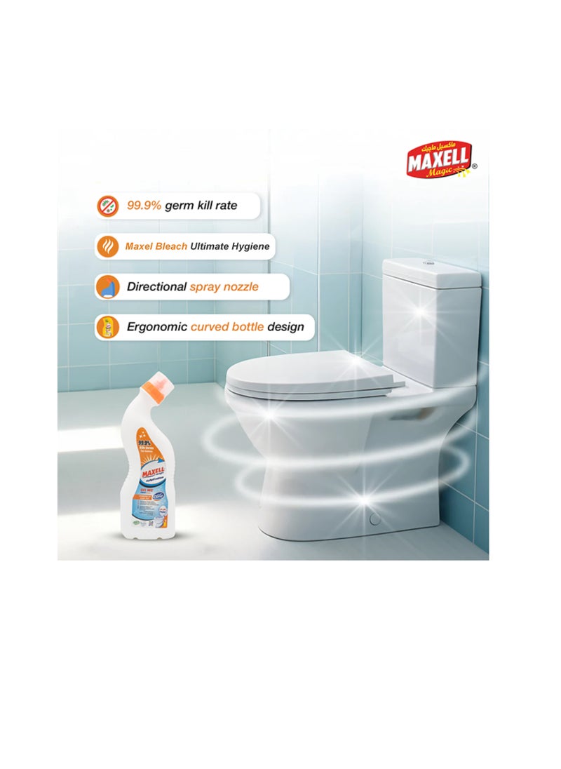 Maxell Magic Toilet Cleaner | 700ml Bleach Formula for Deep Cleaning & Disinfection Powerful Stain Removal, Rust & Limescale Eliminator, Deodorizer & Germ-Killer