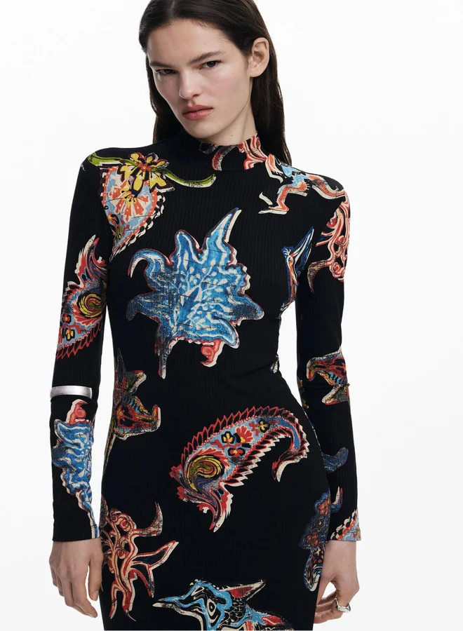 DESIGUAL Printed Knit Dress