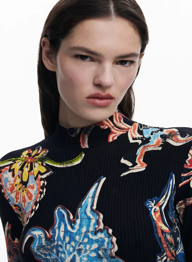 DESIGUAL Printed Knit Dress