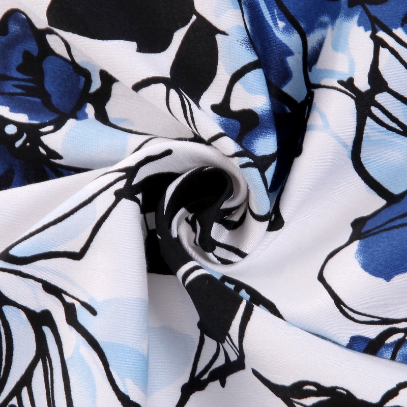 Retro Floral Printed Patchwork A-Line Dress - Image 3