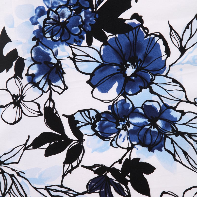 Retro Floral Printed Patchwork A-Line Dress - Image 4