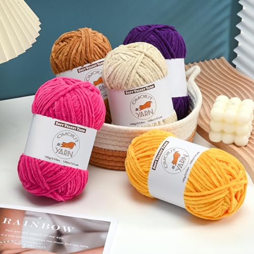OMoiut 20 Skeins Fluffy Chenille Yarn for Crocheting, Soft Bulky Velvet Yarn for Knitting, Plush Baby Blanket Crochet Yarn, 2620 Yards Multicolor Amigurumi Yarns for Crafts Set A - Image 5