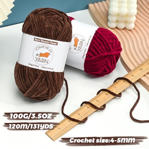 OMoiut 20 Skeins Fluffy Chenille Yarn for Crocheting, Soft Bulky Velvet Yarn for Knitting, Plush Baby Blanket Crochet Yarn, 2620 Yards Multicolor Amigurumi Yarns for Crafts Set A - Image 3