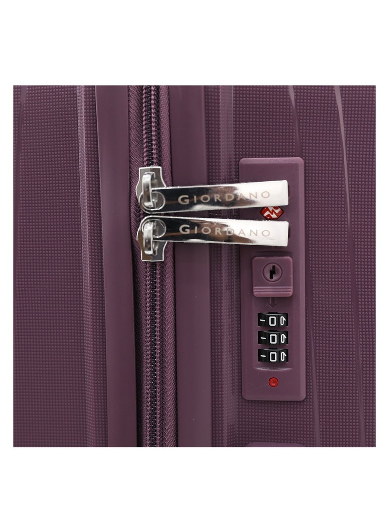 GIORDANO Unbreakable Hardshell PP Luggage Set with 8 Wheels Thick Shell Multi Layer PP 3 Pieces Set, 20, 24, 28 Inch (Purple)  - Image 4