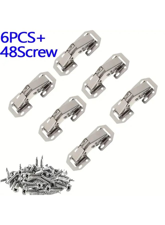 Stainless Steel Surface Mount Soft Close Cabinet Hinges 6 Pcs 90 Degree Buffer No Drilling - Image 1