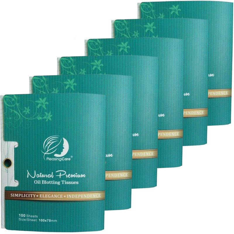 PleasingCare Oil Absorbing Facial Blotting Sheets For Oily Skin, 100 Count, pack of 6 - Natural Bamboo Charcoal Handy Face Blotting Paper for Both Women and Men Use - Image 1