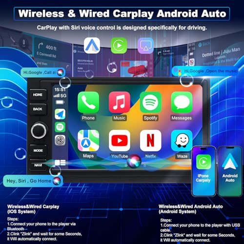 iCarSEPTON Upgrade Car Radio for Honda Accord 1990-2002, Wireless Carplay Android Auto Stereo Civic 1996-2000, CRV 1997-2006, Element 2003-2011, Odyssey 1995-2004 Touchscreen Head Unit with Bluetooth Camera FM - Image 3