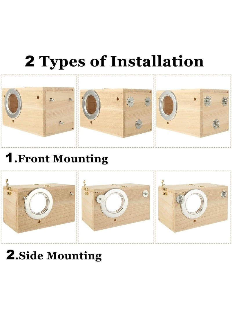 XiuWoo Wood Nest Parakeet Nesting Box Transparent Bird Nest Breeding Box with Perch Wood Bird House for Cage Budgie Love Birds Cockatiel Conure Finch Parrot Small to Medium Birds - Image 3