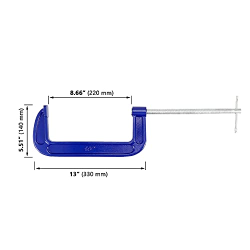 MUKLEI 2 Pack C-Clamp, Malleable Iron C-Clamps, Heavy Duty C-Clamp T-Bar Handle for Woodworking, Metalworking, 8.6 Inch Max Jaw Opening, 3.7 Inches Throat Depth - Image 2