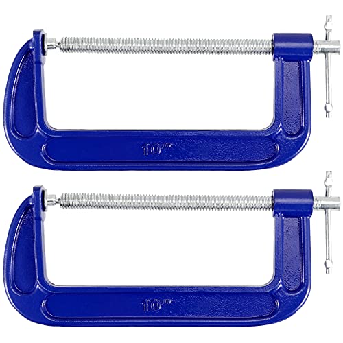 MUKLEI 2 Pack C-Clamp, Malleable Iron C-Clamps, Heavy Duty C-Clamp T-Bar Handle for Woodworking, Metalworking, 8.6 Inch Max Jaw Opening, 3.7 Inches Throat Depth - Image 1