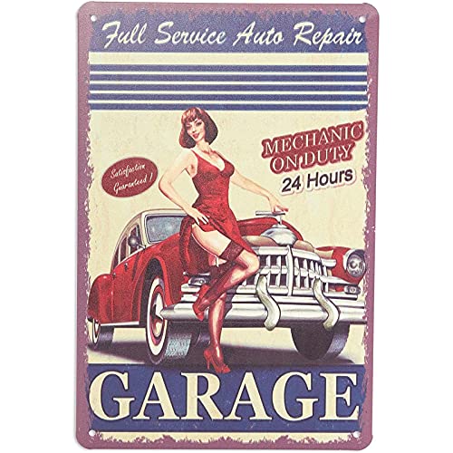 Okuna Outpost 6 Pack Vintage Metal Signs - 8 x 11.8 Inch Multicolor Retro - Pre-Drilled Rust-Resistant Iron - Garage Decor & Car Posters - Funny Metal Garage Signs - Image 4