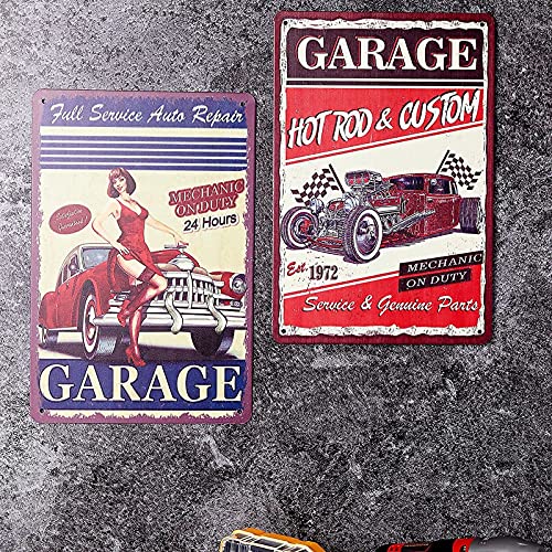 Okuna Outpost 6 Pack Vintage Metal Signs - 8 x 11.8 Inch Multicolor Retro - Pre-Drilled Rust-Resistant Iron - Garage Decor & Car Posters - Funny Metal Garage Signs - Image 2