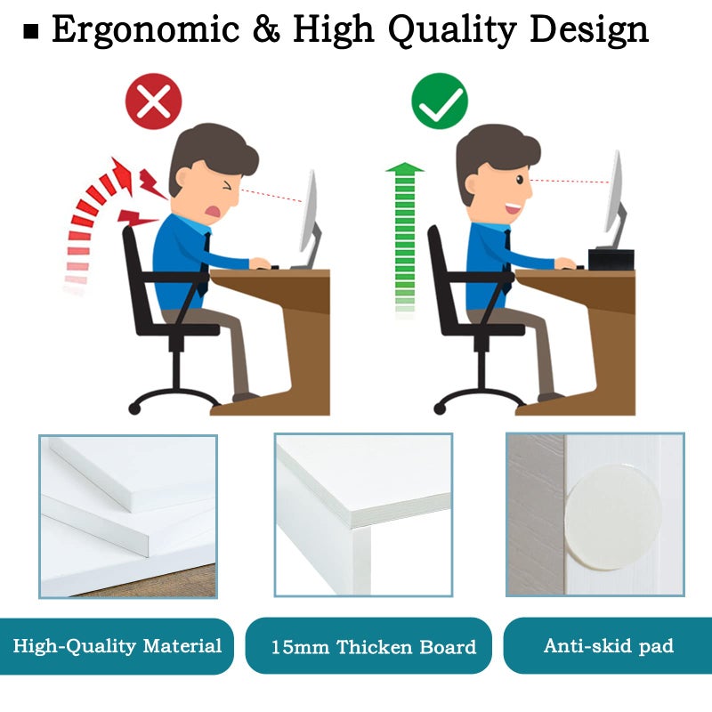 TEAMIX White Monitor Stand Riser-2 Pack,Wood 2 Tier Adjustable Dual Monitor Riser for 2 Monitors/Laptop/PC Computer Stand for Desk - Image 5