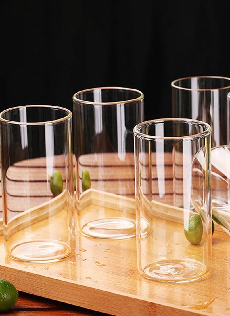 Glass Set, Set Of Six, Cylindrical Single-Layer Simple Cup, Can Be Used For Drinking Water, Coffee, Tea, Juice, Milk, 300ML - Image 5