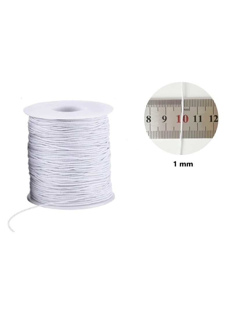 Elastic Cord for Bracelets, 1 mm 330 Feet Durable Bracelet String, Stretch Elastic String for Jewelry Making, Necklaces and Beading White - Image 2
