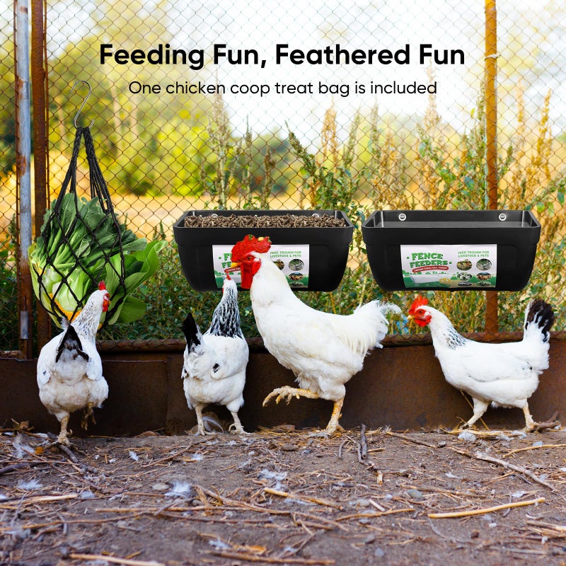 Chewoof 4 Pack Goat Feeders Hanging, Chicken Feeder, with Clips Hanging Fence Feeders, 4.5 Quart Feed Buckets for Horses, Duck Feeder, Chicken Water Feeder, Poultry Feeding Trough - Image 3