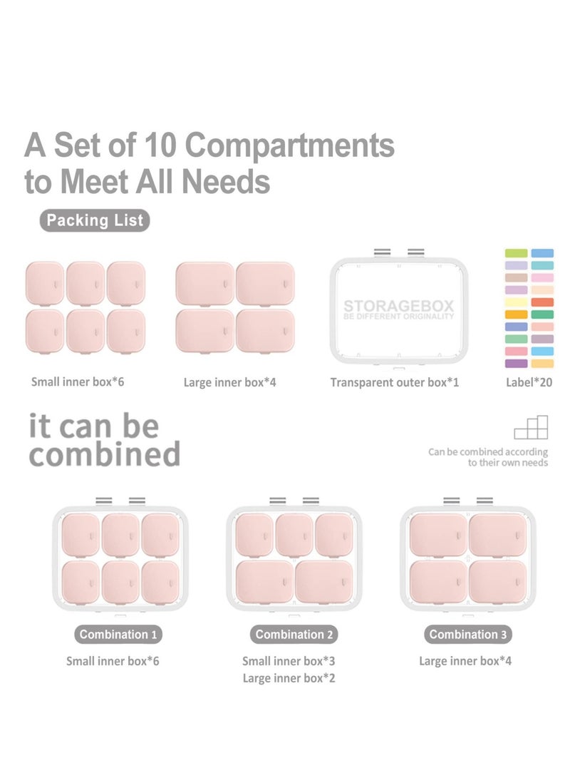 Excefore Daily Pill Organizer, 10 Compartments Portable Medicine Box, Combined Pill Case to Hold Vitamins, pill, Cod Liver Oil (Pink) - Image 2