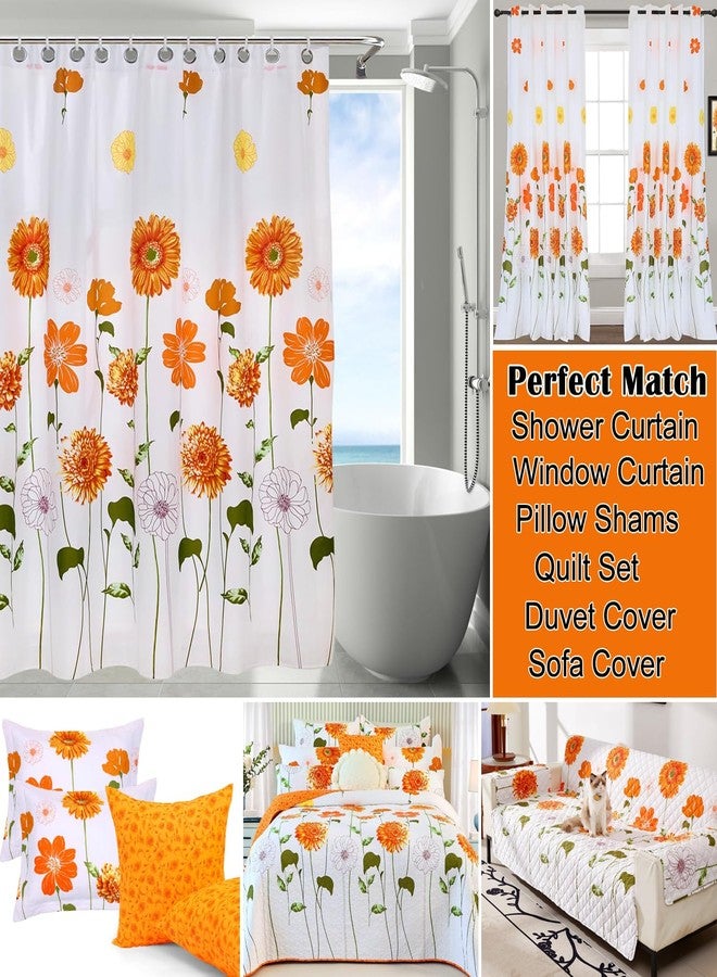 EVENHUG Queen Comforter Set 7 Pieces Reversible Queen Size Comforters for All Season Orange Sunflower Floral Bedding Sets Bed in a Bag with Flat Sheet and Fitted Sheet,Pillowcases & Shams (88"x88") - Image 3
