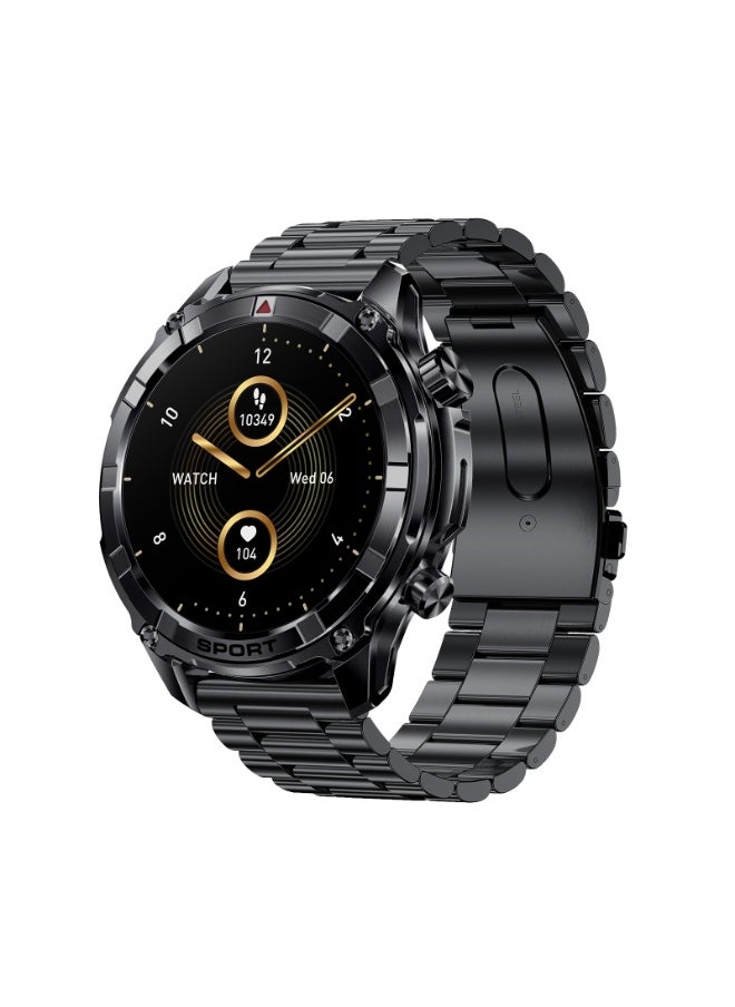 Xcell Xcell Elite6 Smartwatch, 1.52" HD Display, Bluetooth Calling, Wireless Charging, Flashlight, Heart-Rate/BP/SpO₂ Monitor, Multi Language, IP67, 7 Days Battery, iOS/Android Compatible - Black Frame with Metal Strap  - Image 3