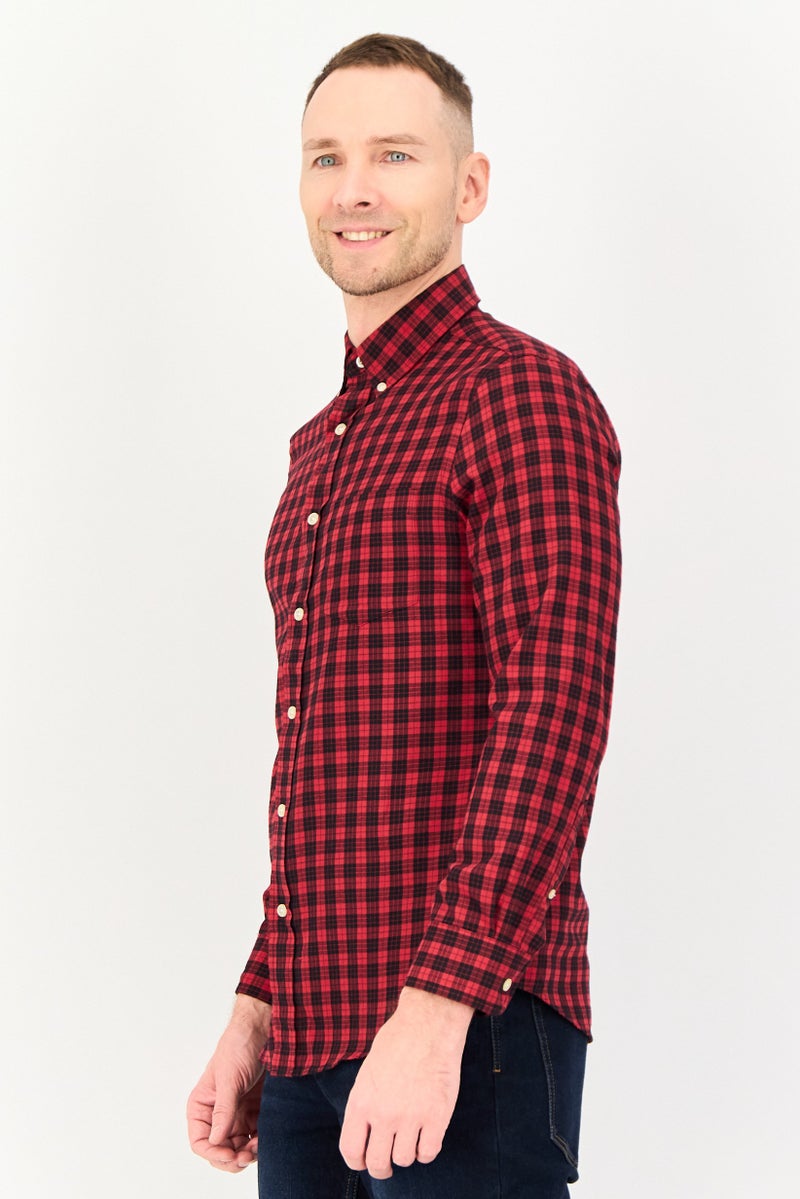 Chaps Men Regular Fit Checkered Long Sleeve Casual Shirt, Multicolor - Image 3