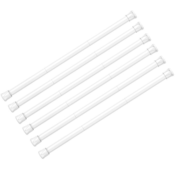 6PCS Tension Curtain Rod 28 to 48 Inch White No Drilling Adjustable Spring Curtain Rods for Window Doorway Closet Bathroom Kitchen